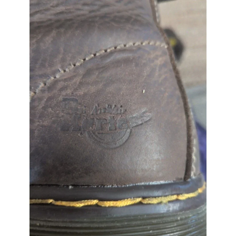 Dr Martens Men's Size 12 Air Wair Industrial Brown Leather Boots Steel Toe Ankle